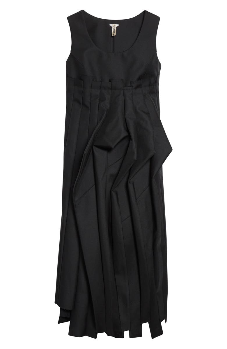 Comme des Garçons Pleated Gabardine Midi Dress, Alternate, color, Black