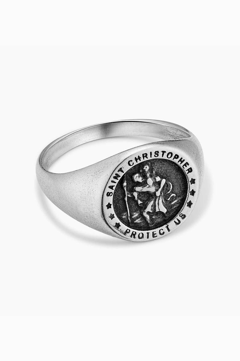 Mens Guardian Signet Ring in Oxidized Silver, Alternate, color, Silver