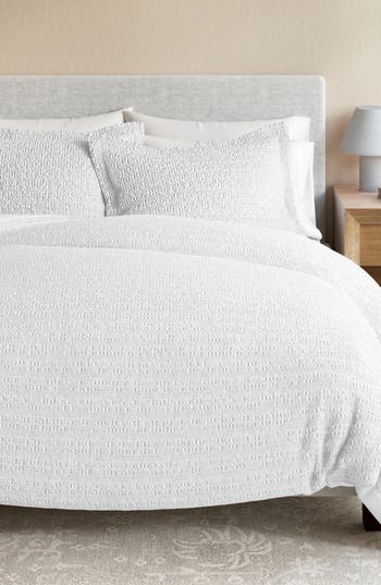 Woven & Weft Waffle Quilted 3-piece Duvet Set In Gray