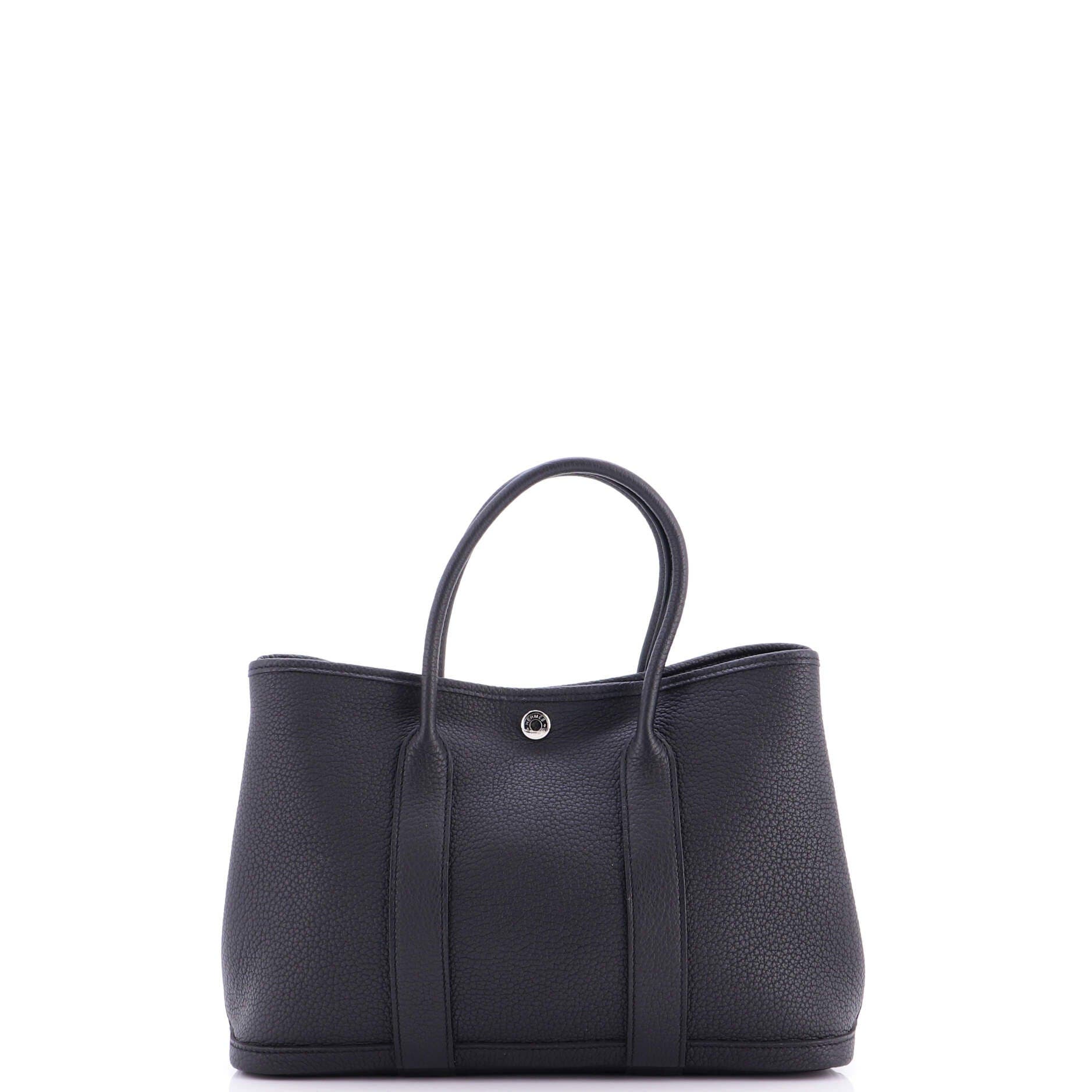 Pre-Owned Hermes Garden Party Tote Leather 30, Alternate, color, Noir