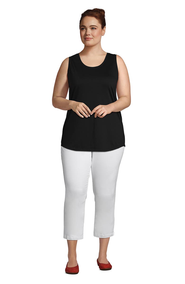 Lands' End Supima Cotton Tunic Tank Top, Alternate, color, Black