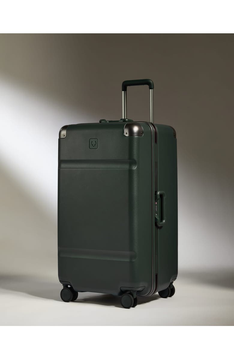 ANTLER Heritage Stripe Trunk Suitcase, Main, color, Dark Forest Green