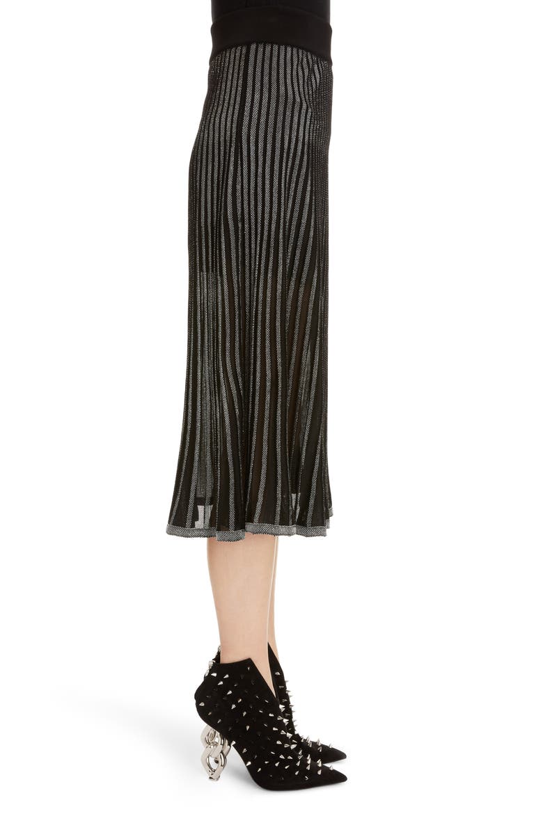 Semi Sheer Metallic Pleated Skirt, Alternate, color, EAC NOIR/ ARGENT