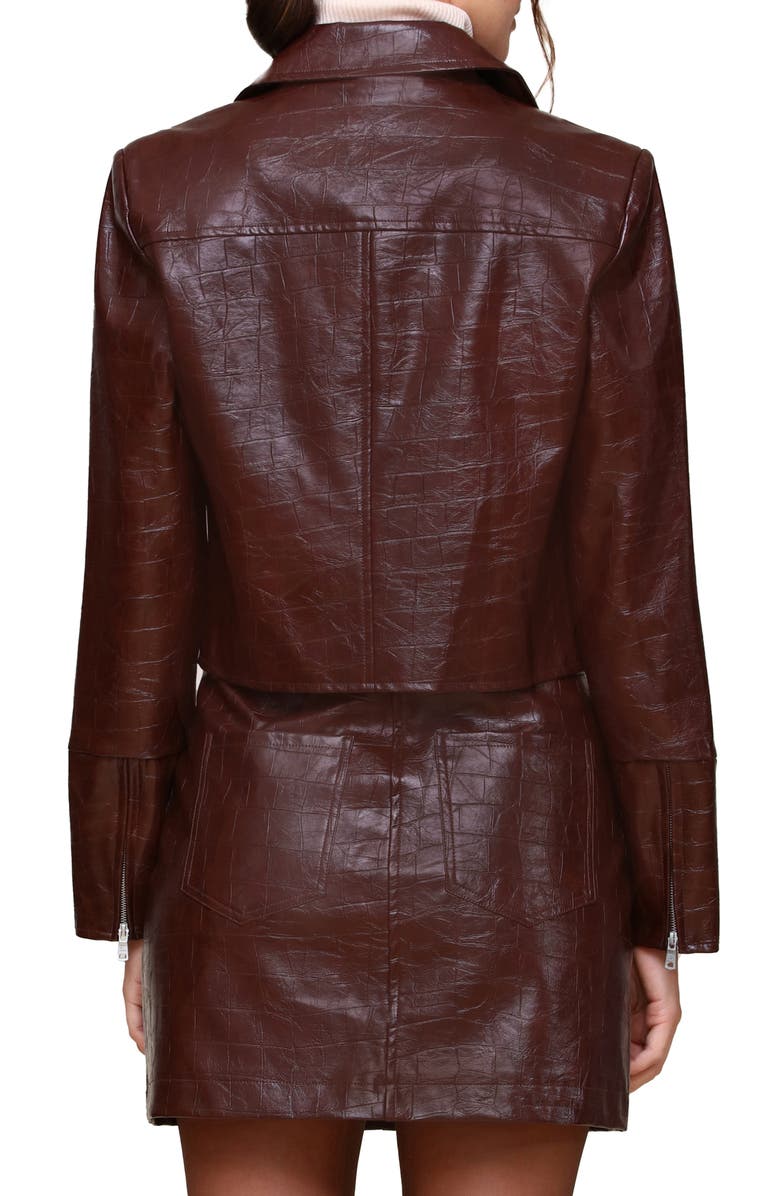 Avec Les Filles Croc-Embossed Faux-Ever Leather<sup>™</sup> Crop Jacket, Alternate, color, 