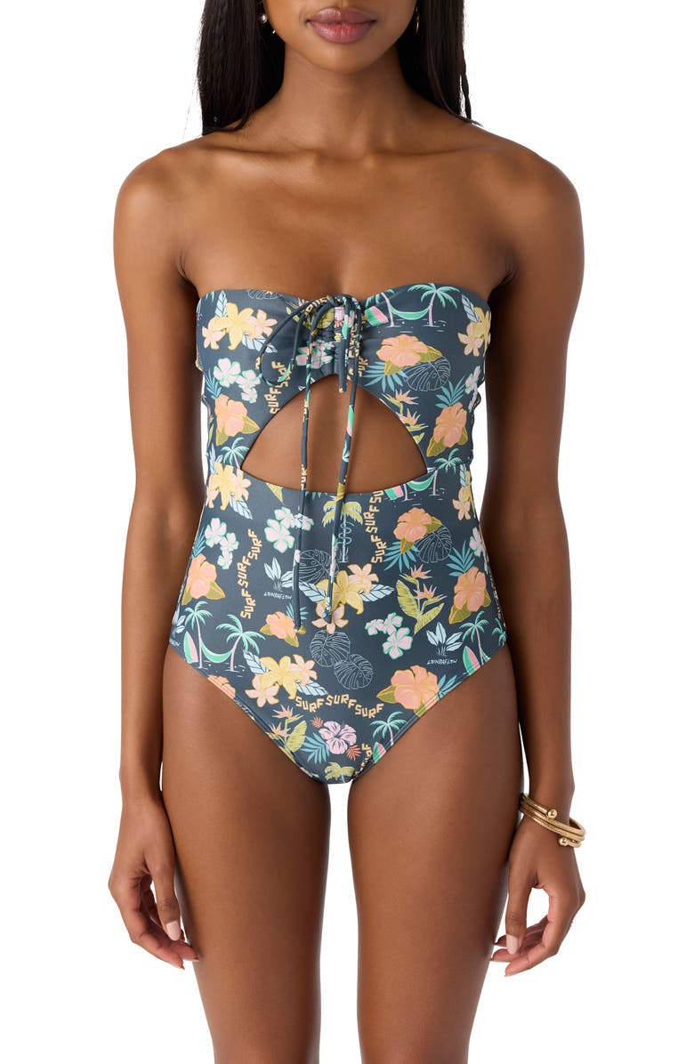 O'Neill Loindaflow Sayulita Cutout One-Piece Swimsuit, Alternate, color, Slate