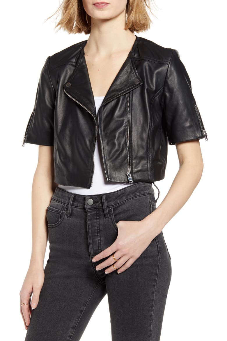 Kirsi | Cropped Biker Jacket, Main, color, BLACK