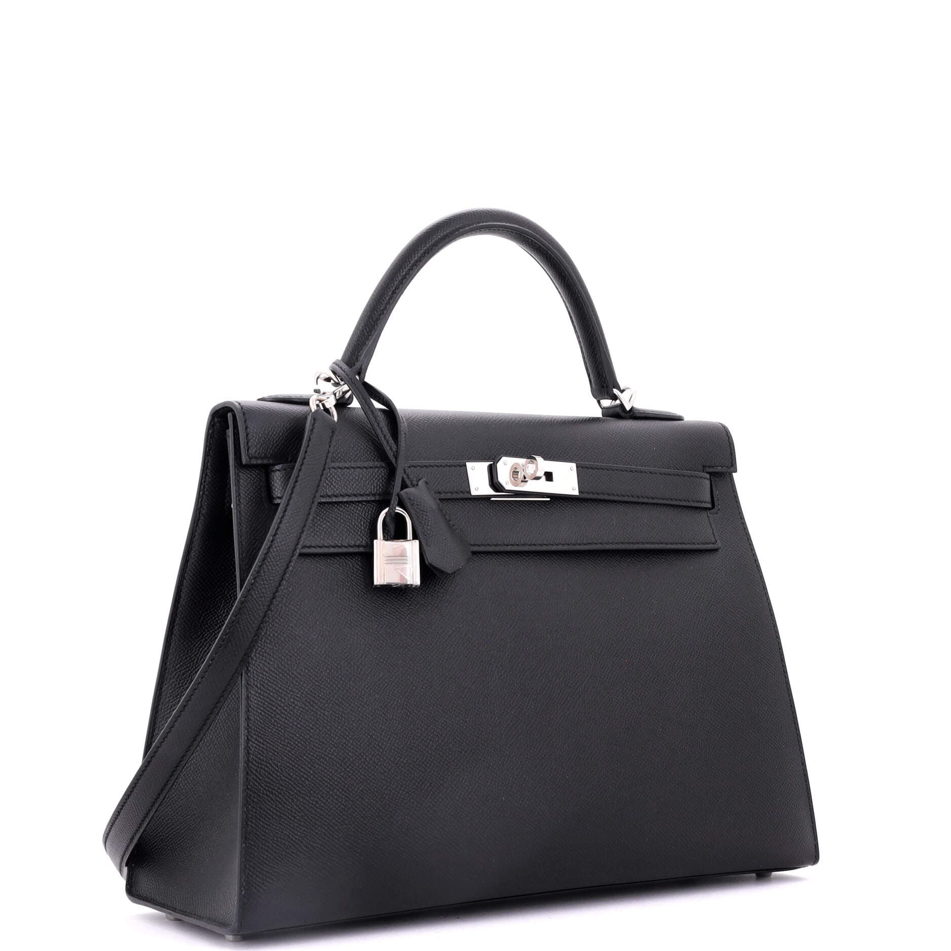 Pre-Owned Hermes Kelly Handbag Black Epsom with Palladium Hardware 32, Alternate, color, 