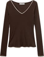 MANGO Contrast Rib Top