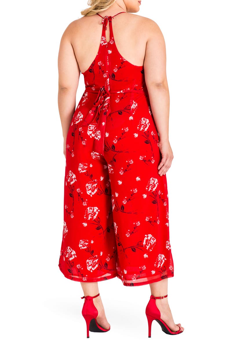 Dianna Halter Jumpsuit, Alternate, color, RED TULIP PRINT