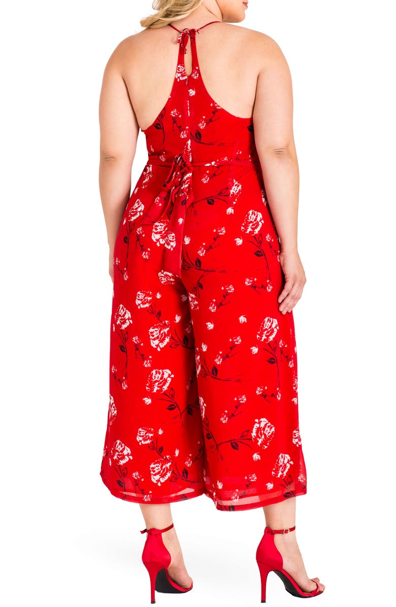 Standards & Practices Dianna Halter Jumpsuit, Alternate, color, Red Tulip Print