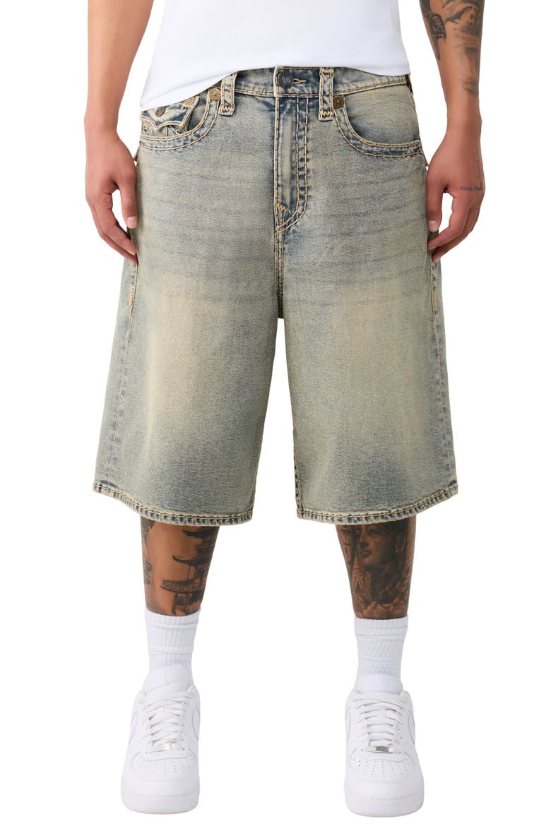 Mikey Super T Flap Denim Shorts, Main, color, CROSSOVER FADE MEDIUM WASH
