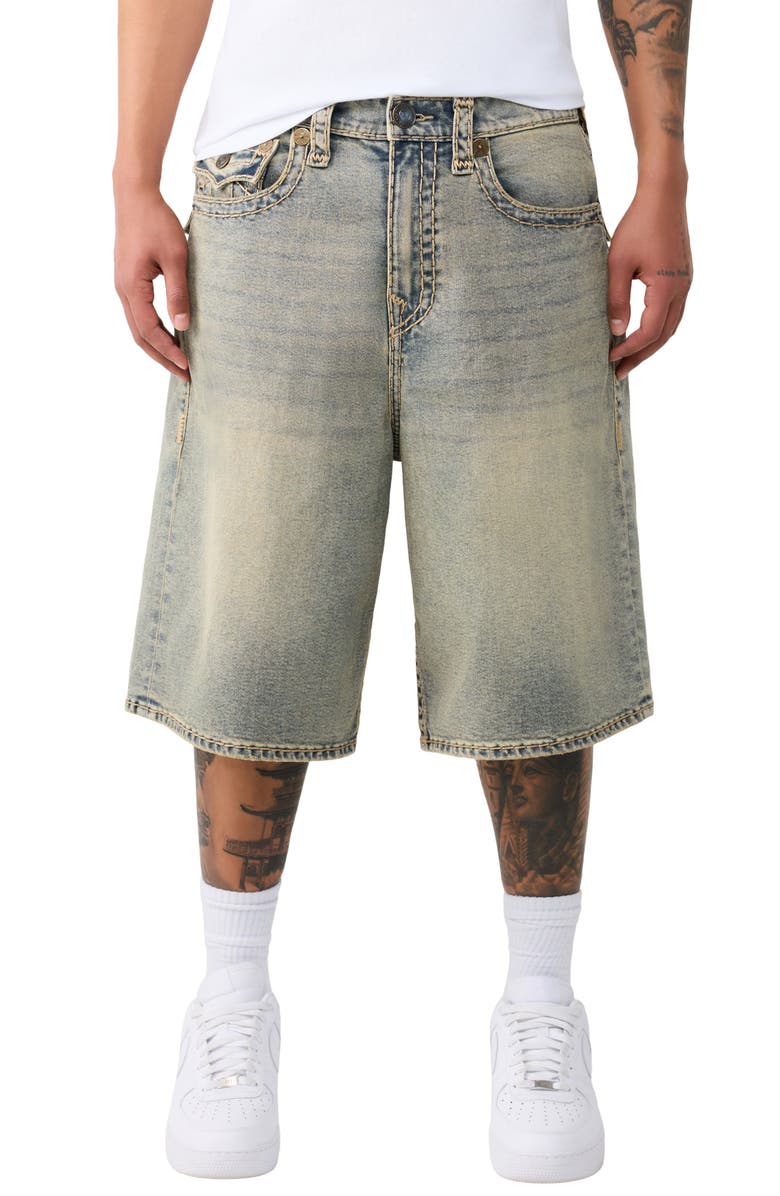 True Religion Mikey Super T Flap Denim Shorts, Main, color,