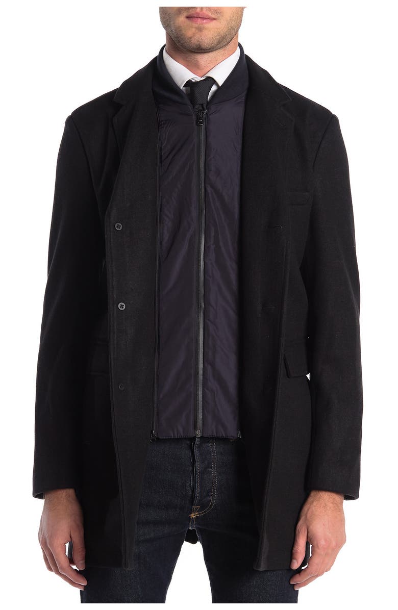 Michael Kors Ghent Felted Slim Fit Dickey Coat, Main, color, Black