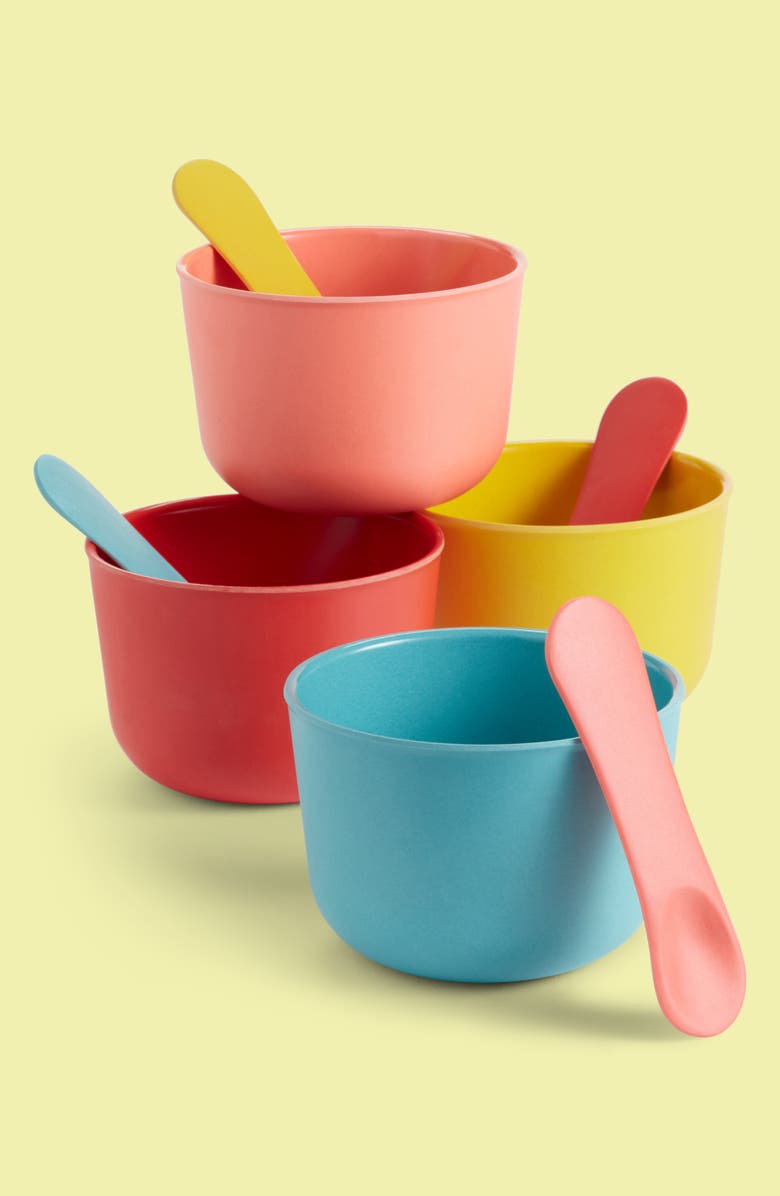 EKOBO Bambino 8-Piece Biodegradable Bamboo Ice Cream Set, Main, color, 
