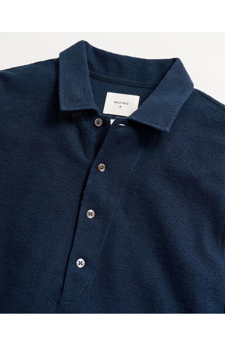 Billy Reid Hemp & Cotton Knit Polo, Alternate, color, Carbon Blue