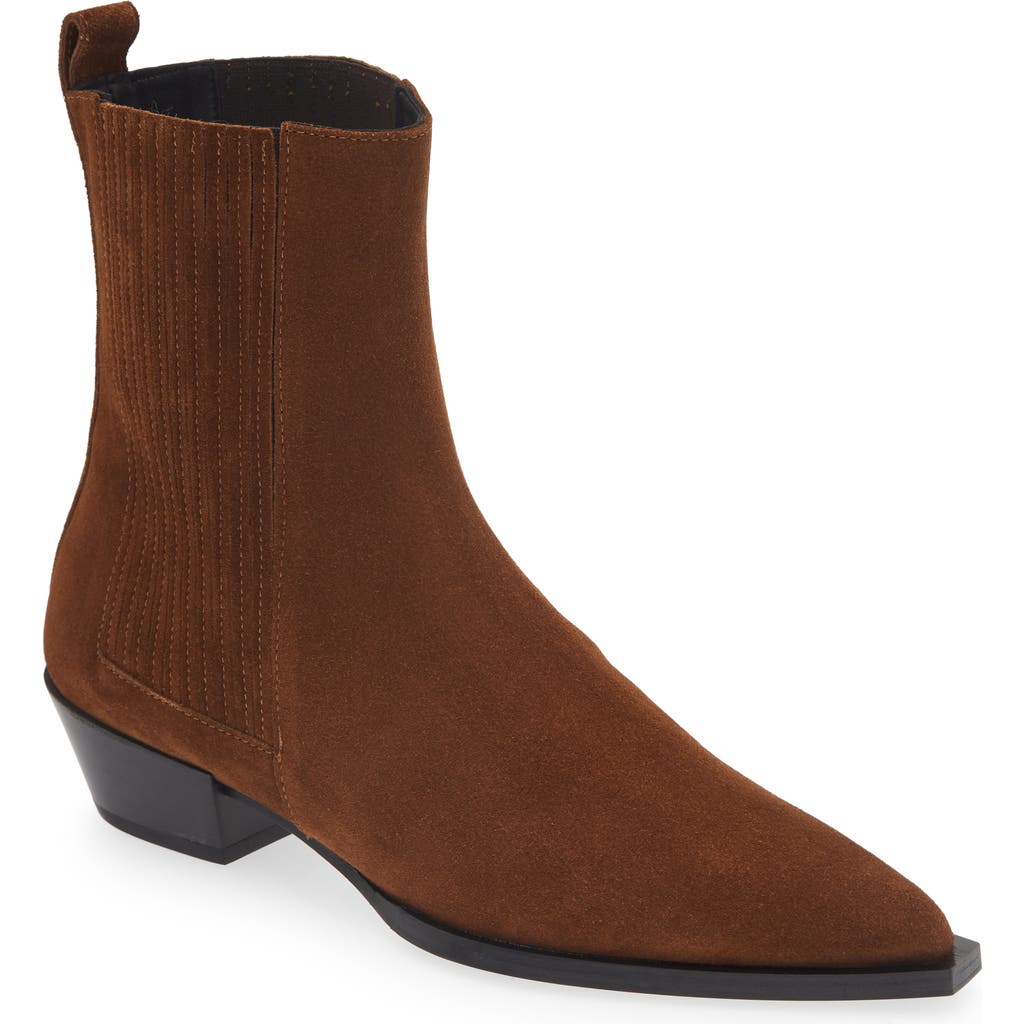 Aeyde Belinda Pointed Toe Chelsea Boot In Brown