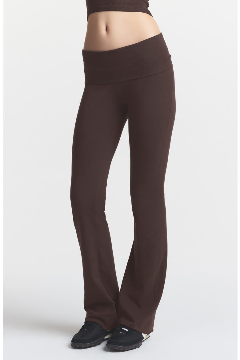 Cotton Jersey Foldover Pants, Alternate, color, ESPRESSO