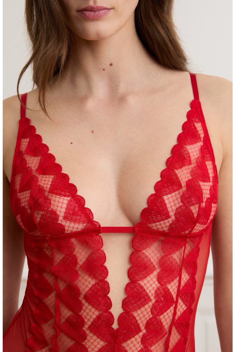 Desire Rouge Cotton Bodysuit, Alternate, color, RED