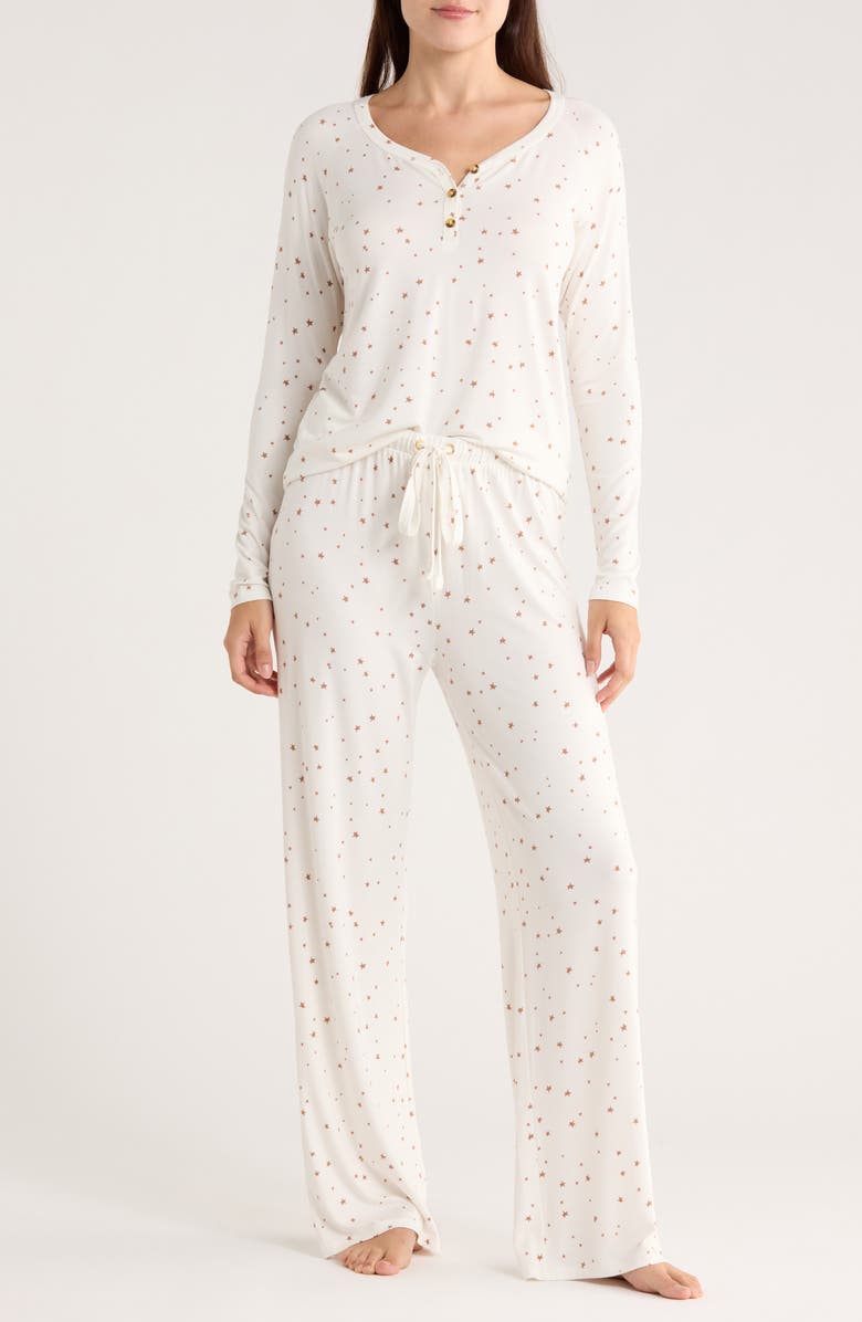 Honeydew Seeking Sleep Long Pajamas, Main, color, Ivory Stars