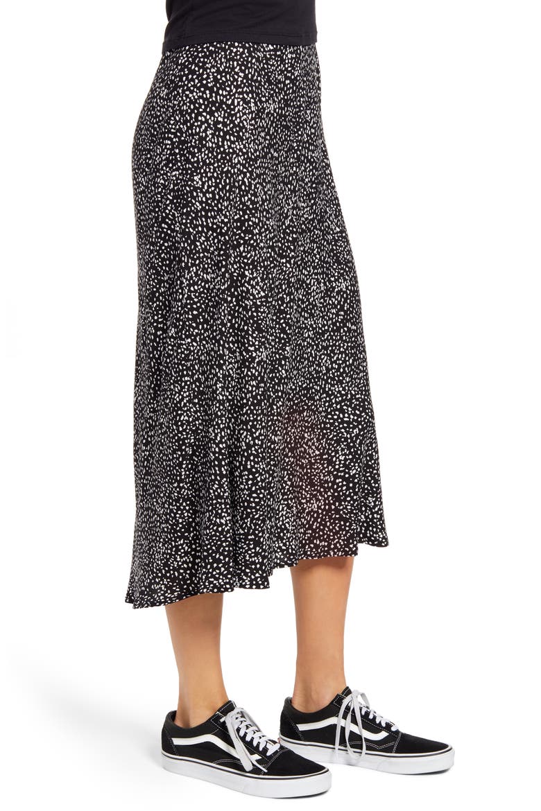 Print Midi Skirt, Alternate, color, BLACK WHITE DOT
