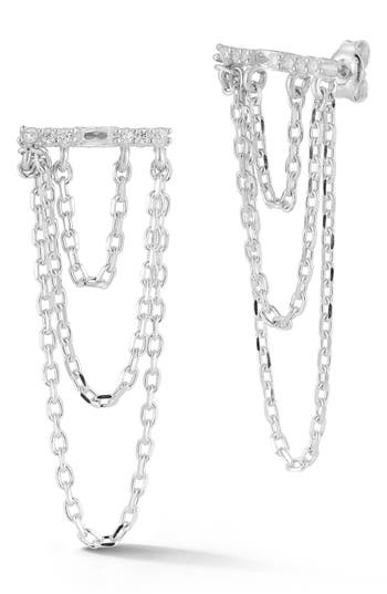 Sphera Milano Silver Cz Chain Earrings In Silver