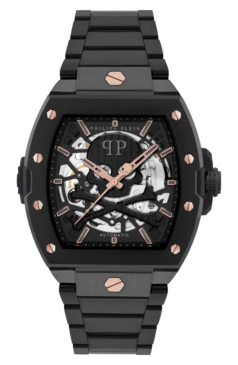 PHILIPP PLEIN The $keleton 2.0 Automatic Black Bracelet Watch, 44mm, Main, color, Ip Black