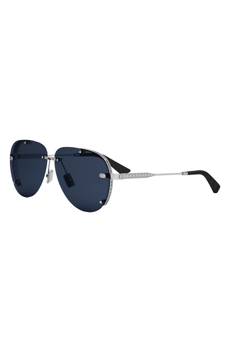DIOR NeoDior A1U 61 Pilot Sunglasses, Alternate, color, Shiny Palladium / Blue