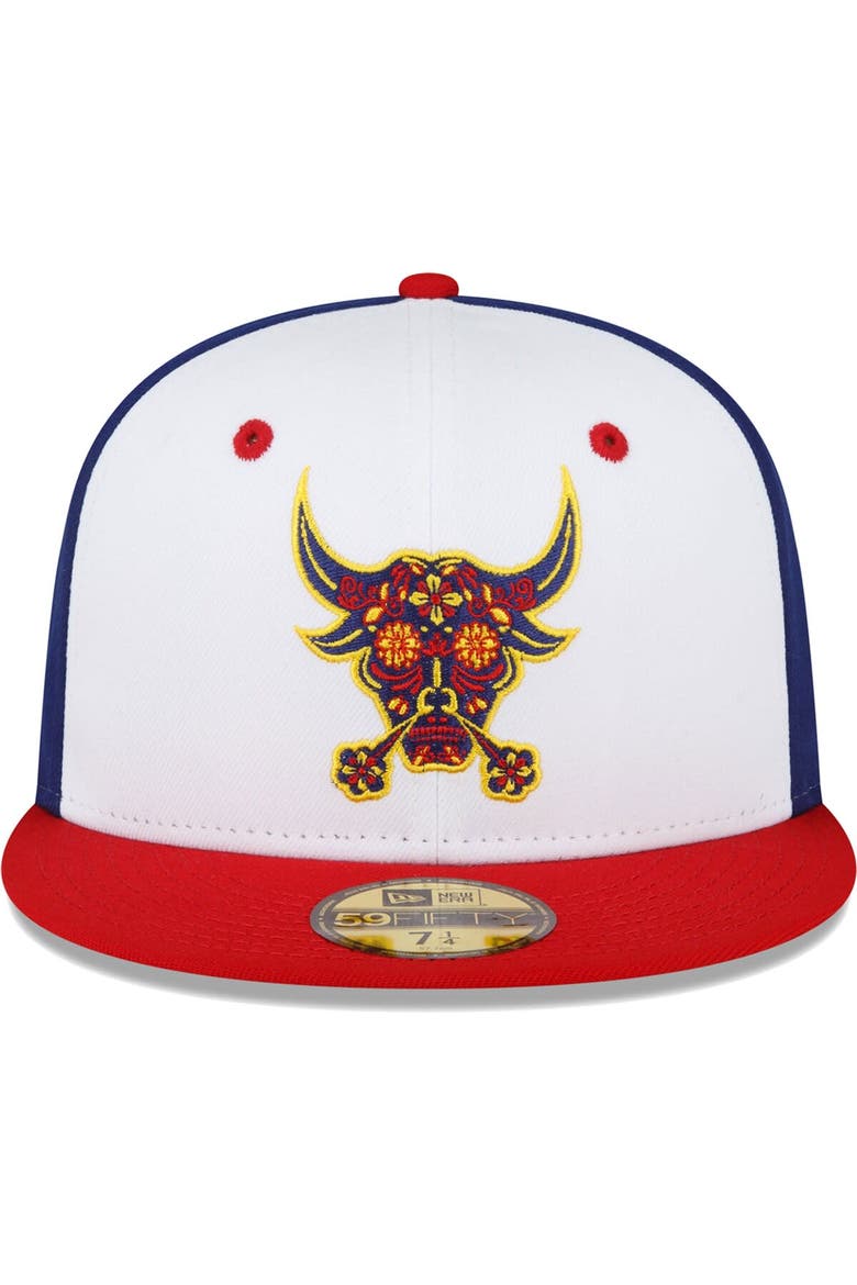Men's New Era White/Red Durham Bulls Copa De La Diversion 59FIFTY Fitted Hat, Alternate, color, White