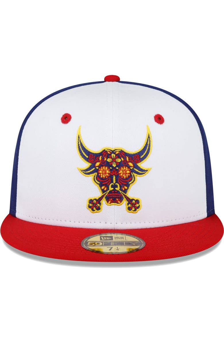 New Era Men's New Era White/Red Durham Bulls Copa De La Diversion 59FIFTY Fitted Hat, Alternate, color, White