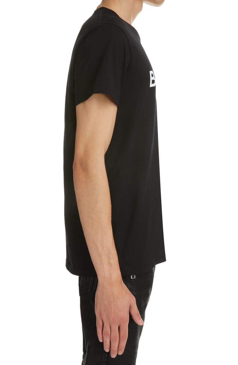 Balmain Classic Fit Flocked Logo Cotton T-Shirt, Alternate, color,
