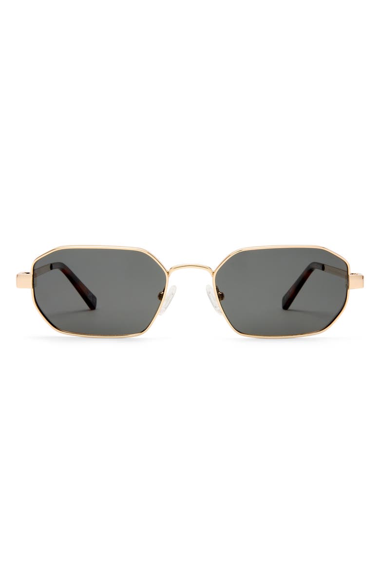Le Specs Mythic 57mm Square Sunglasses, Main, color, Gold / Smoke Mono Polarized