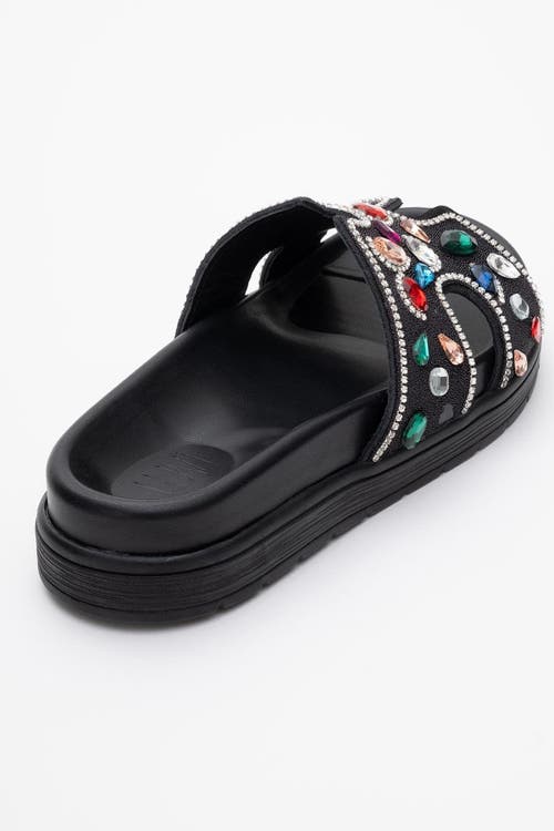 Forever & Always Shoes Denilla Leather Embellished Slide Sandal