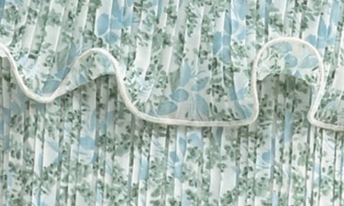 Lush Pleated Ruffle Tiered Crop Top In Blue Green