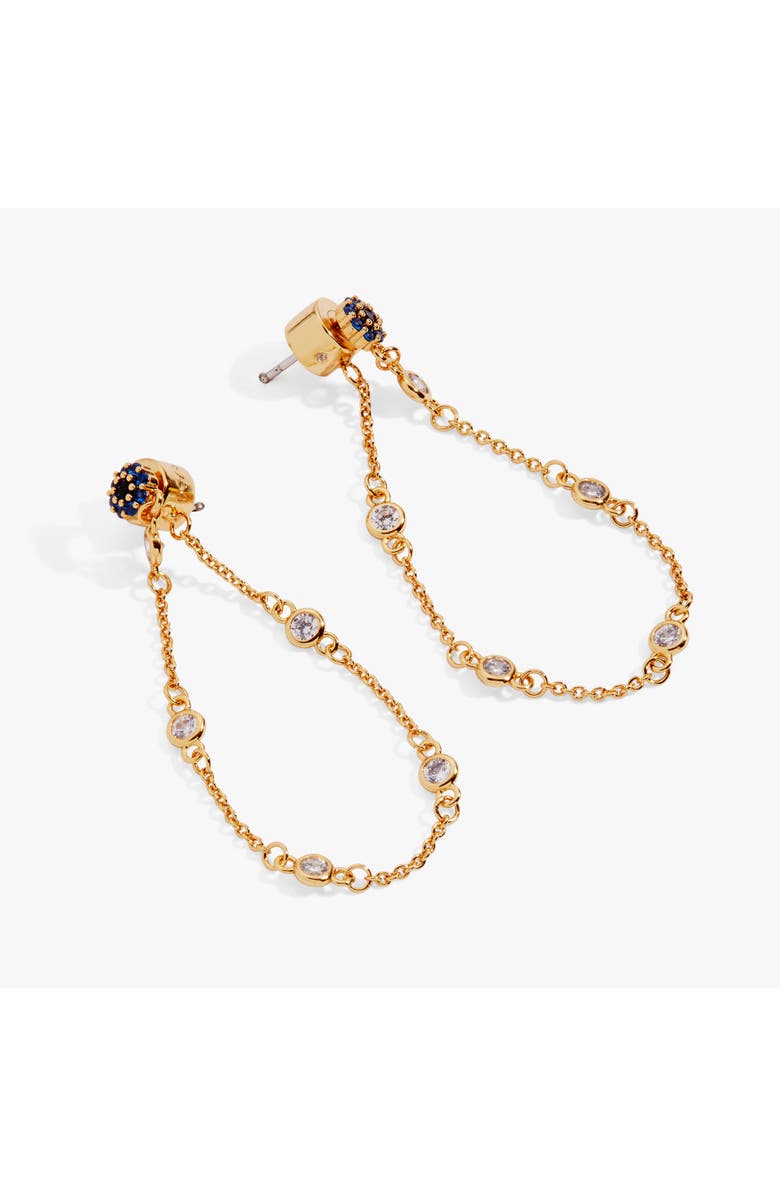 Alex and Ani Evil Eye Front to Back Chain Earring, Alternate, color, Gold Blue