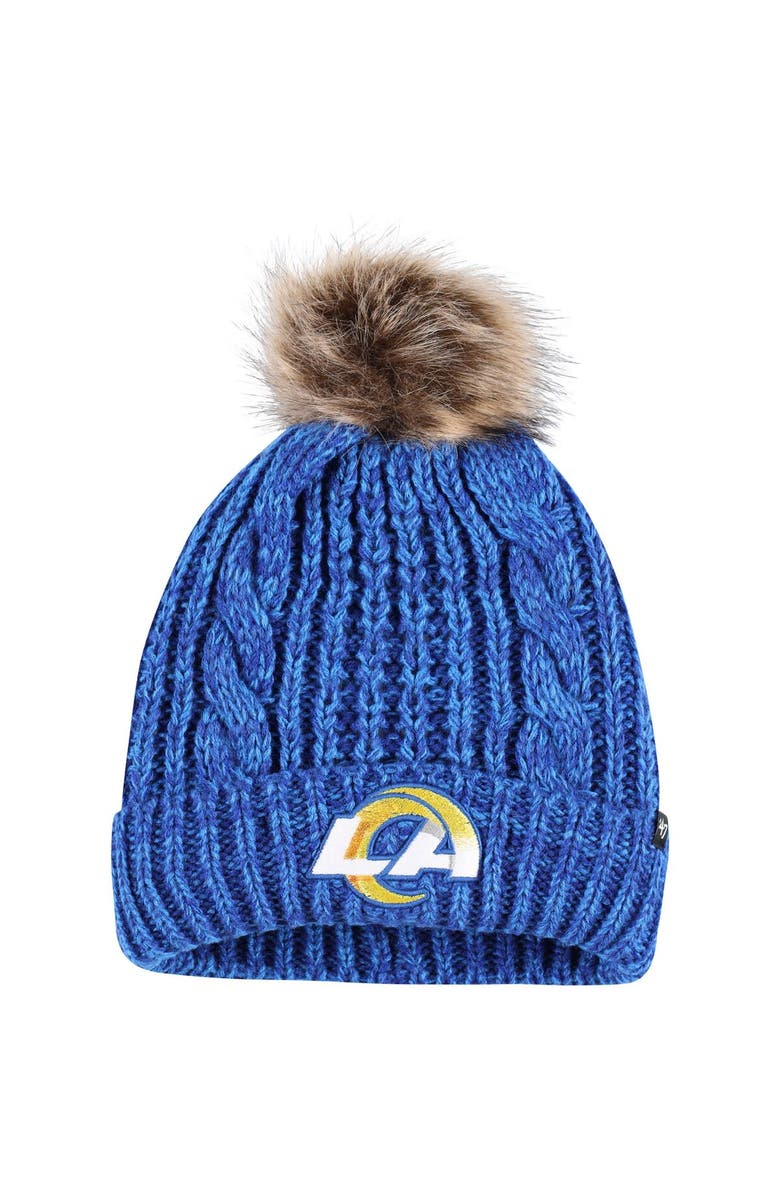 '47 Women's '47 Royal Los Angeles Rams Logo Meeko Cuffed Knit Hat with Pom, Main, color,