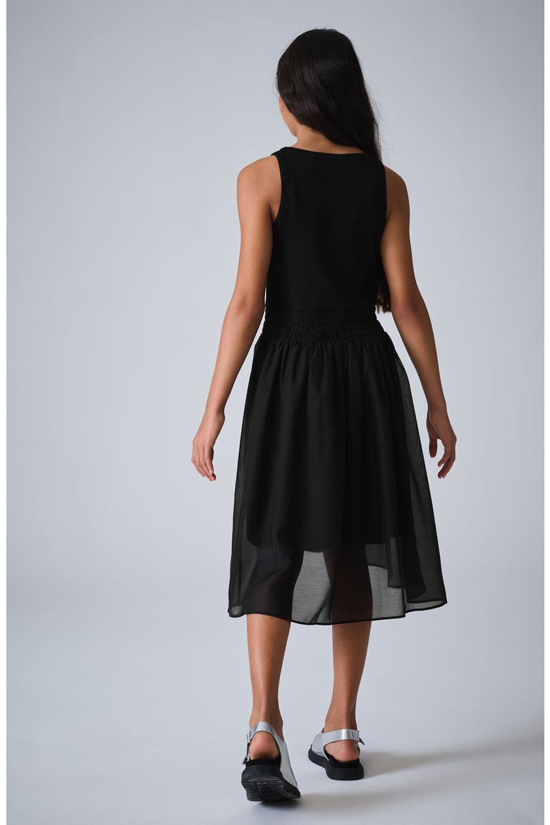 Kids' Zenia Jersey & Chiffon Dress, Alternate, color, BLACK