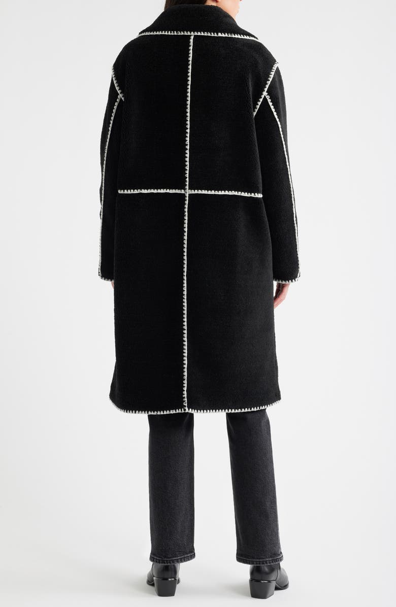 Bernardo Blanket Stitch Fleece Coat, Alternate, color, Black/ White