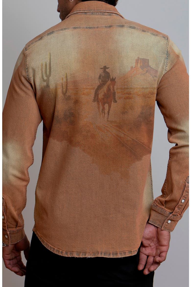 Big Sky Western Stretch Denim Shirt, Alternate, color, WHEAT