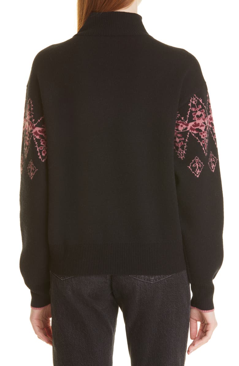 PAIGE Fabienne Wool Blend Zip-Up Sweater, Alternate, color, Black/Velvet Red