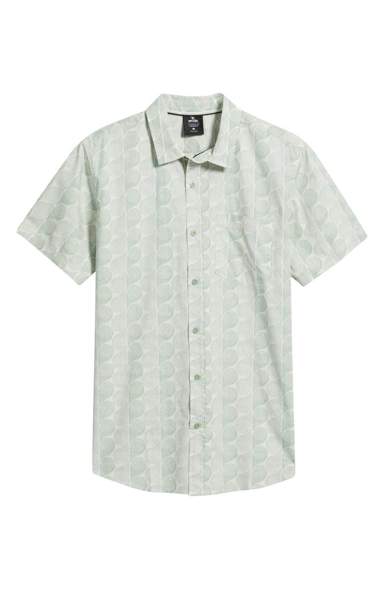 Rip Curl Yardy Short Sleeve Button-Up Shirt, Main, color, Leaf Green