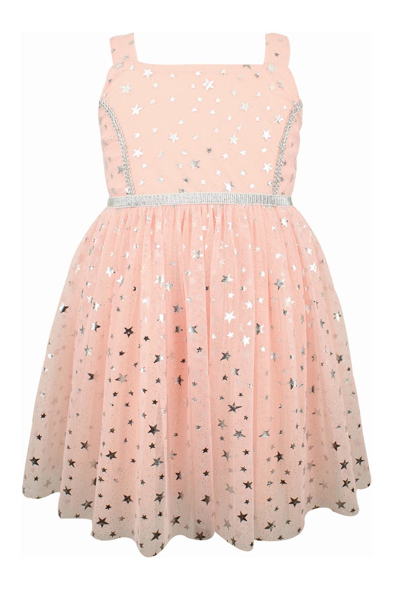 Metallic Star Tulle Dress, Main, color, PEACH