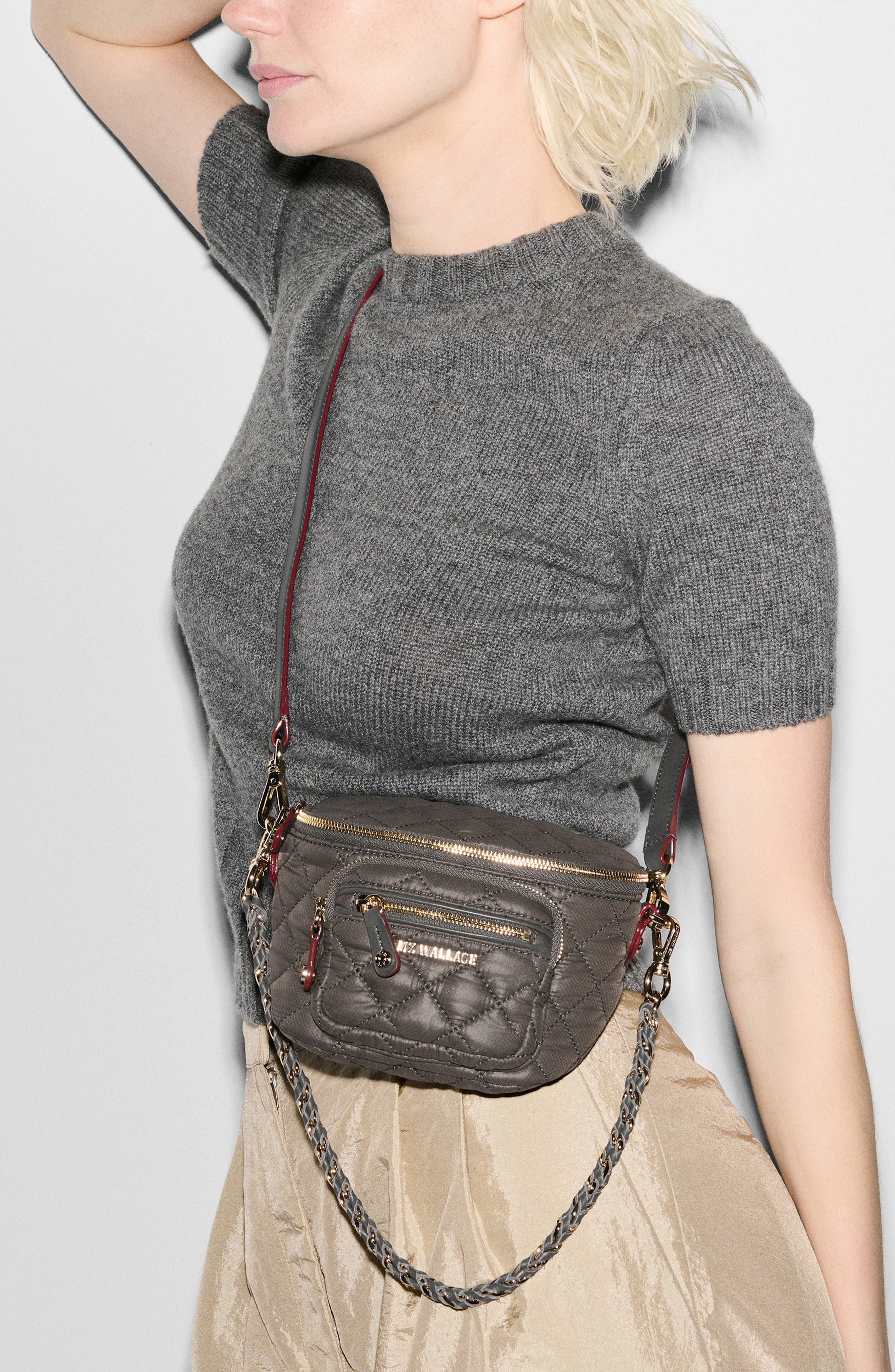 MZ Wallace Micro Crosby Diamond Quilted Nylon Sling Bag, Alternate, color, 