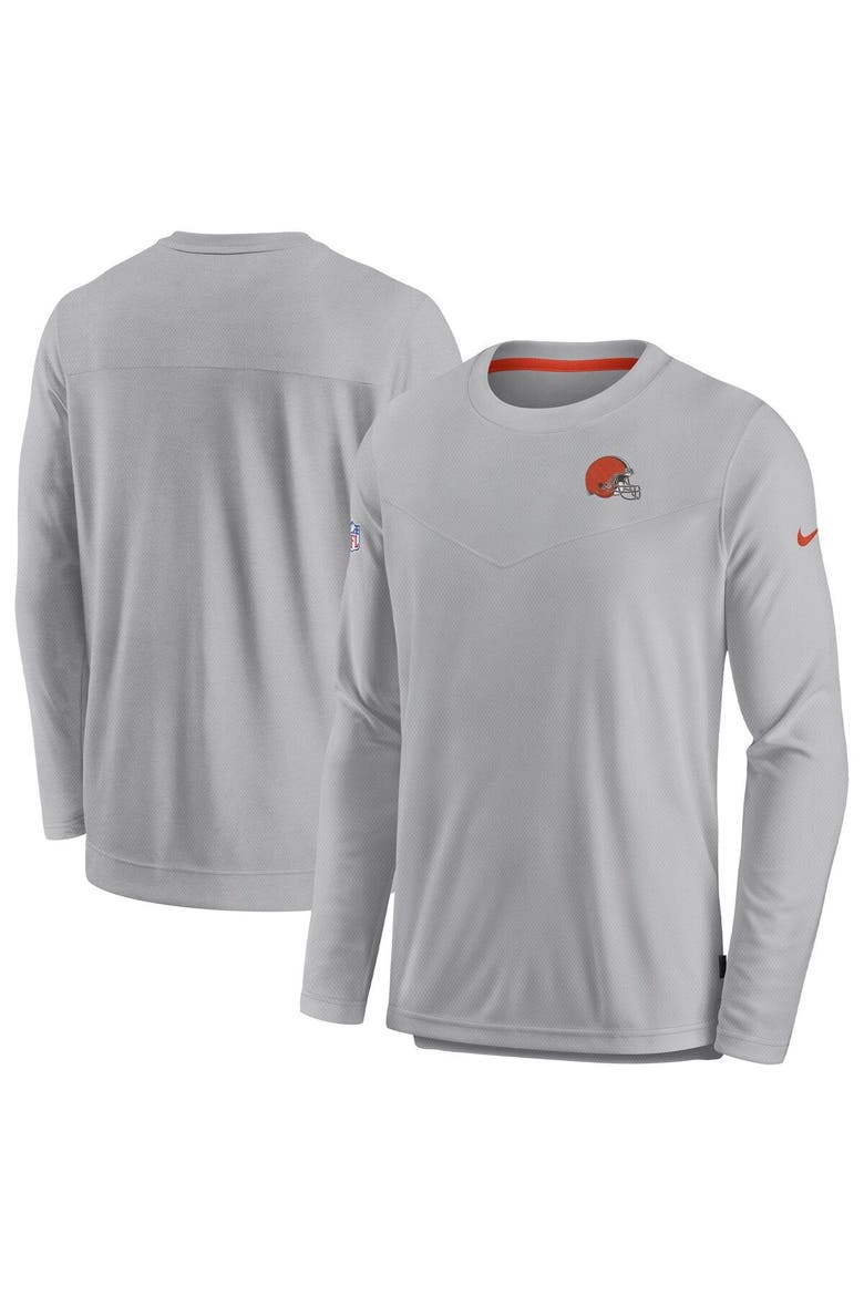 Men's Nike Gray Cleveland Browns Sideline Lockup Performance Pullover Sweatshirt, Alternate, color, Gray