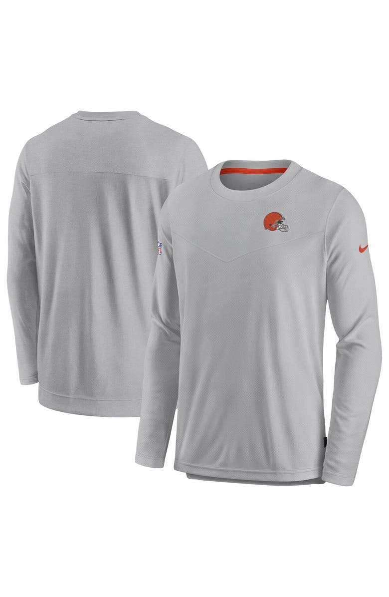 Nike Men's Nike Gray Cleveland Browns Sideline Lockup Performance Pullover Sweatshirt, Alternate, color, Gray