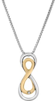 LuvMyJewelry Calirae Sterling Silver 0.02 Ct Two Tone Diamond Infinity Necklace