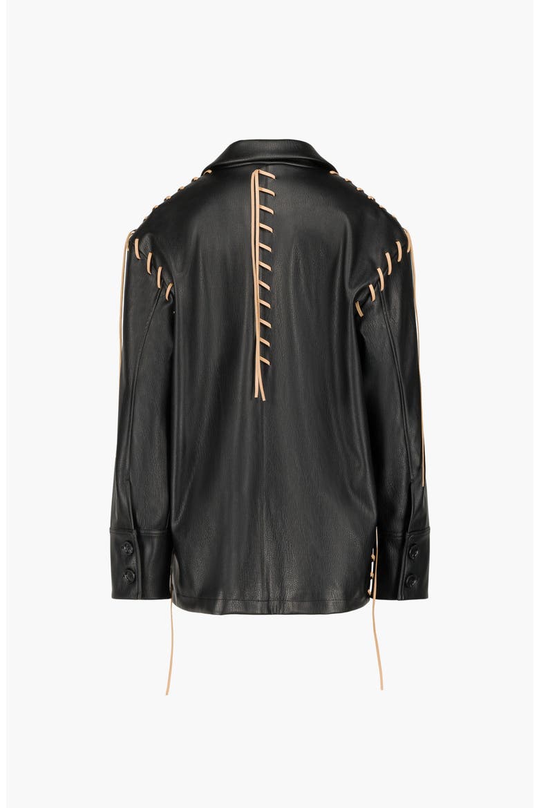 Milla Oversized Faux Leather Jacket, Alternate, color, Black