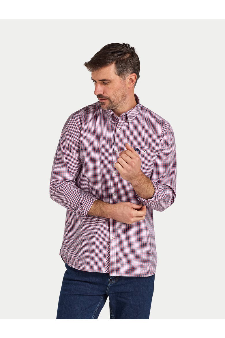 Long Sleeve Graph Check Poplin Shirt, Main, color, Red