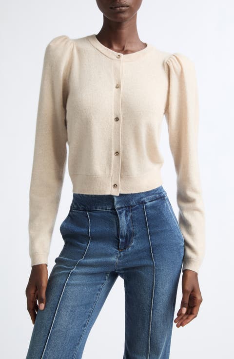 Dollie Puff Shoulder Cashmere Cardigan