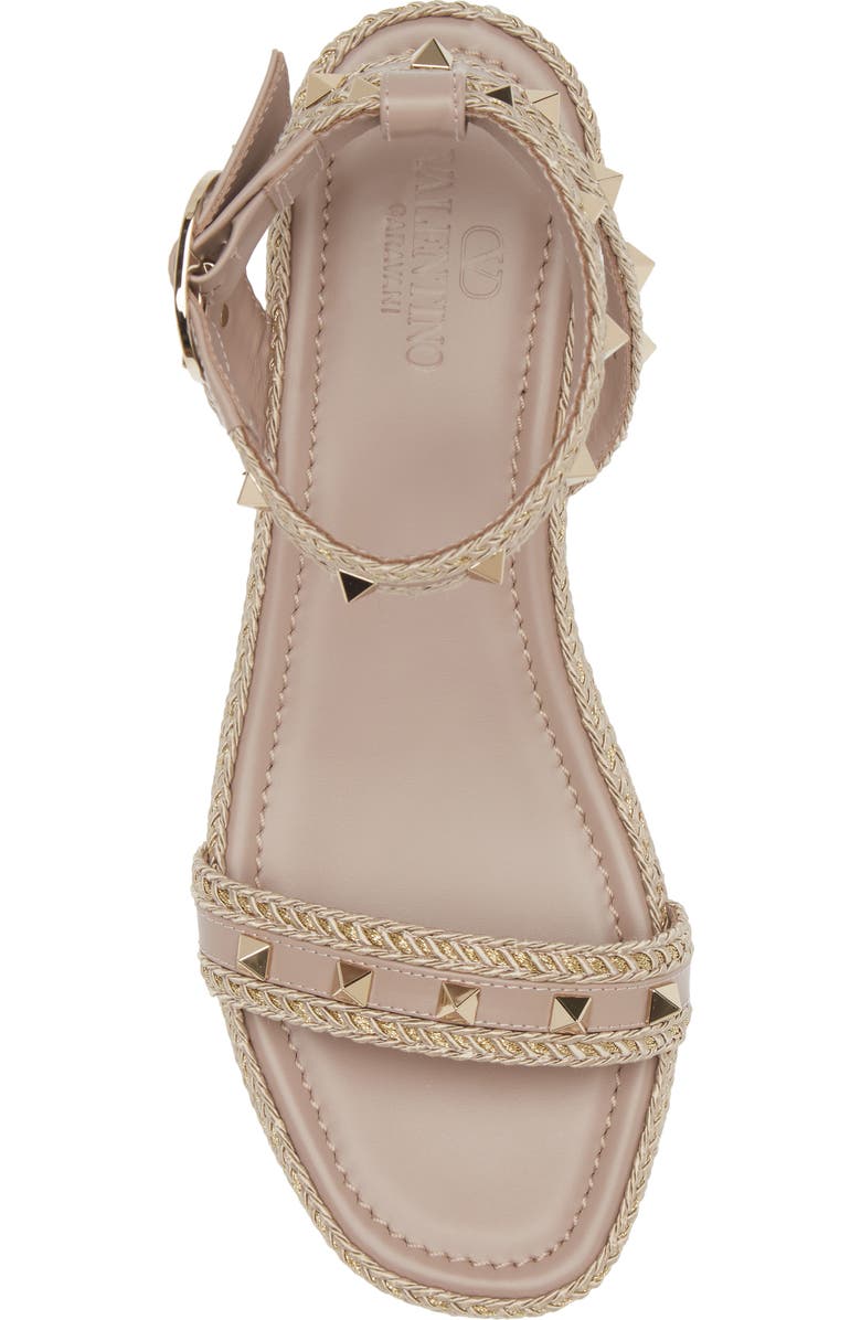 Valentino Garavani Rockstud Torchon Espadrille Wedge Sandal, Alternate, color,