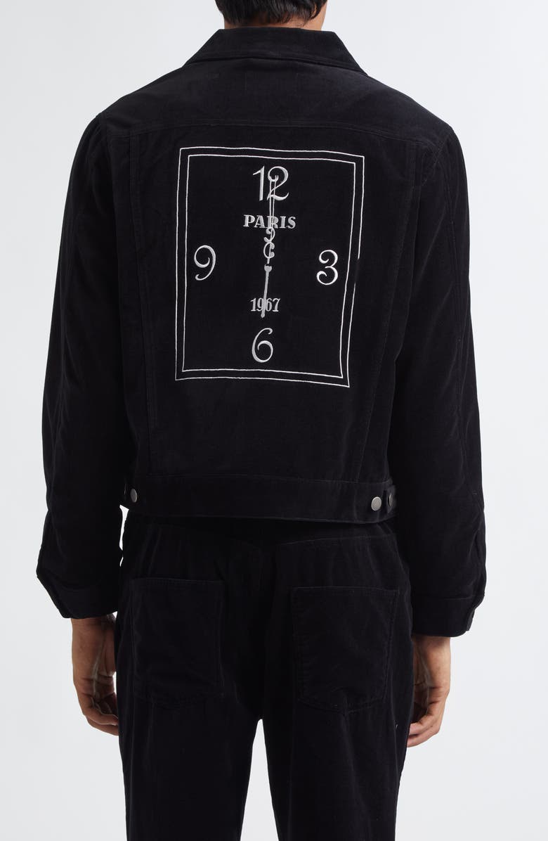 MIDNIGHT RODEO Embroidered Velvet Trucker Jacket, Alternate, color, Black